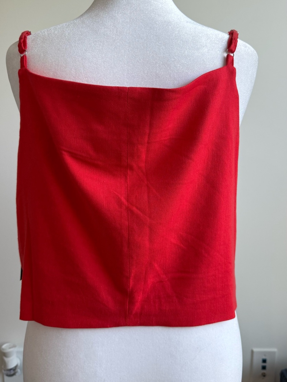 Red Button-Front Spaghetti-Strap Cami - Picture 3 of 6